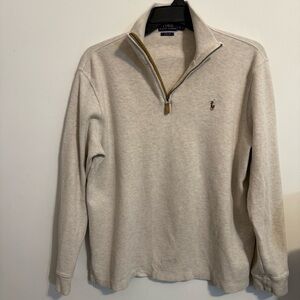 Polo Ralph Lauren Estate Rib Quarter Zip Pullover Men’s L Oatmeal Cotton